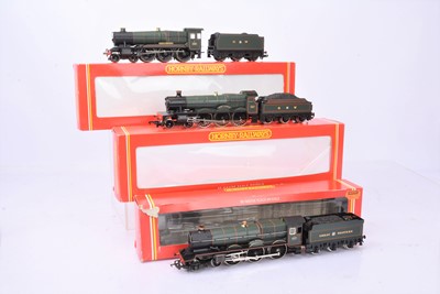 Lot 392 - Hornby 00 Gauge GWR green 4-6-0 Steam Locomotives and Tenders (3)