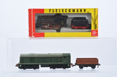 Lot 424 - Hornby-Dublo 00 Gauge Class 20 and Fleischmann HO Gauge DB Steam Locomotive