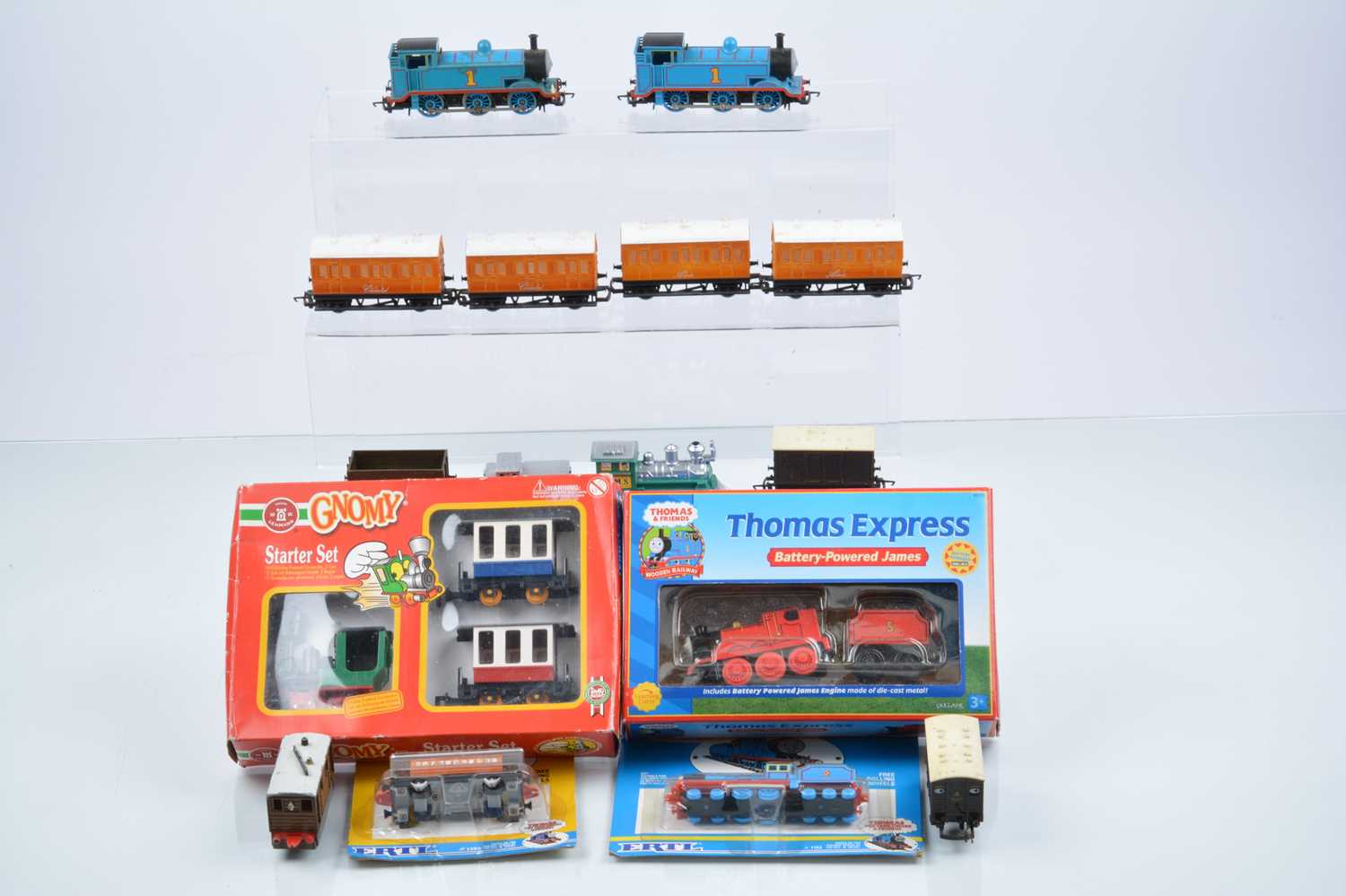 Lot 474 - Hornby 00 gauge Thomas the Tank Engine Locomotives and rolling stock with Lehmann and other friction drive pieces (14)