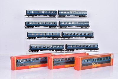 Lot 401 - Hornby 00 Gauge R422 and R423 blue 'The Coronation Scot' Coaches (11)