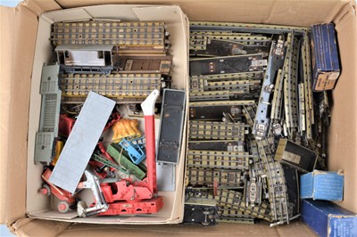 Lot 422 - Hornby-Dublo 3 rail 00 gauge wagons track and accessories with Trix Twin  Marklin 3 rail track and equipment  (large qty) 