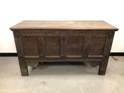 Lot 14 - A 18th century and later oak coffer