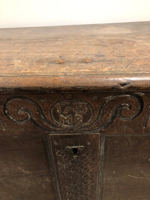 Lot 14 - A 18th century and later oak coffer