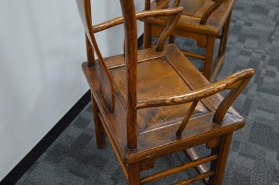 Lot 19 - A pair of impressive Chinese hardwood marriage armchairs