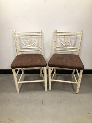 Lot 44 - A pair of white painted 'bamboo' style kitchen chairs