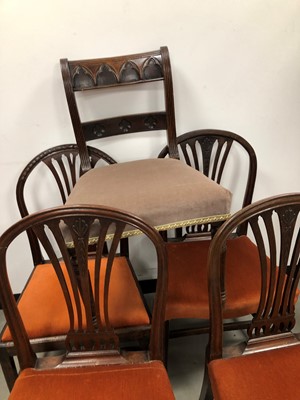 Lot 46 - A mixed set of five 19th century mahogany framed dinning room chairs