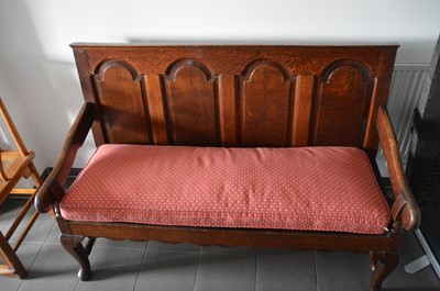 Lot 52 - A George II and later oak hall bench
