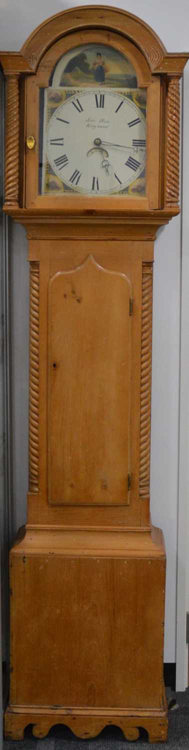 Lot 56 - A pitch pine cased 30 hour longcase clock by John Ham of Kingsand