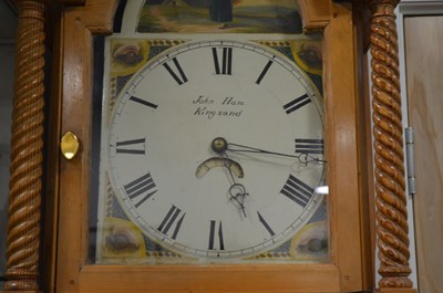 Lot 56 - A pitch pine cased 30 hour longcase clock by John Ham of Kingsand