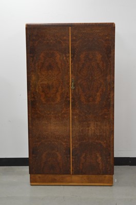 Lot 69 - A 20th century art deco style burr walnut veneered compactum/wardrobe