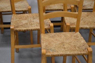 Lot 76 - A collection of six beech kitchen chairs