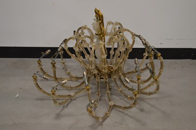Lot 77 - A late 20th century glass and metal framed chandelier