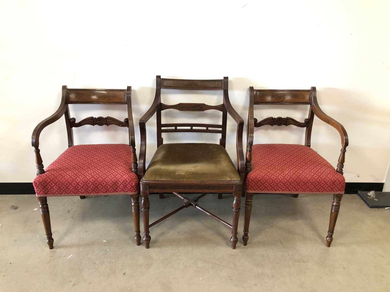 Lot 91 - Three mahogany carver chairs