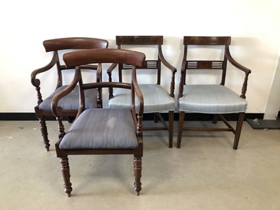Lot 92 - Two pairs of mahogany armchairs