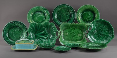 Lot 105 - A collection of 19th century and later majolica ceramics