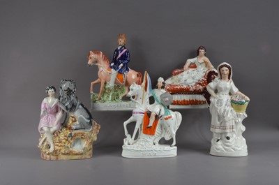 Lot 107 - A collection of five 19th century Staffordshire figurines