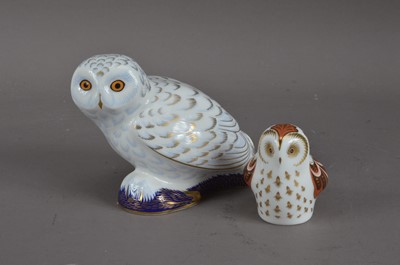 Lot 175 - Two owl Royal Crown Derby bone china paperweights