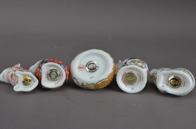 Lot 178 - Five mouse Royal Crown Derby bone china paperweights