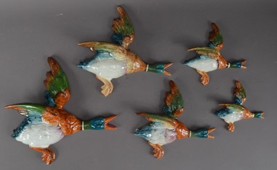 Lot 204 - A set of five ceramic graduated Beswick wall mounted ducks
