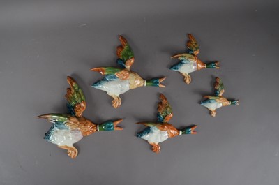Lot 205 - A set of five ceramic graduated Beswick wall mounted ducks