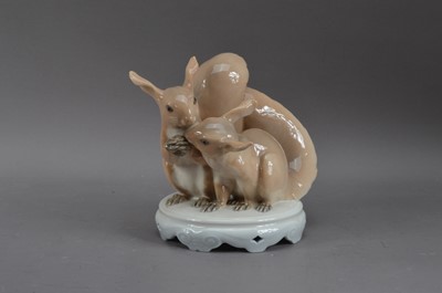Lot 209 - A Royal Copenhagen porcelain figural group of two squirrels