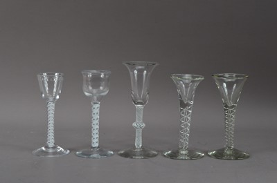 Lot 215 - A small collection of 19th century spiral stemmed glasses