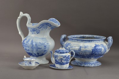 Lot 225 - A collection of 19th century and later blue and white transfer ware ceramics