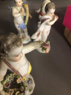 Lot 227 - Four Meissen porcelain child figurines