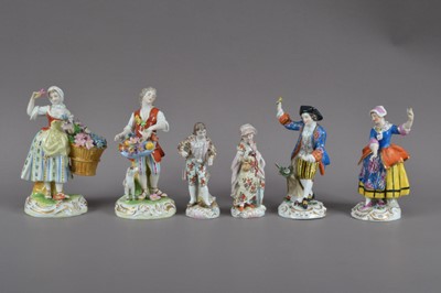 Lot 236 - Six 20th century continental porcelain figurines