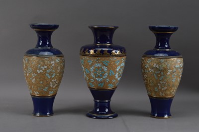 Lot 239 - Three Doulton Lambeth salt-glaze stoneware vases
