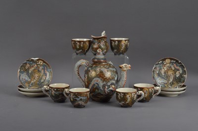 Lot 259 - A part 20th century Japanese satsuma-ware style tea set