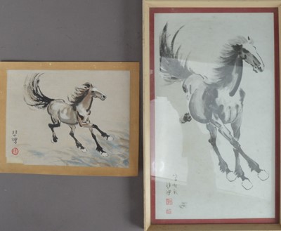 Lot 282 - Two Chinese watercolours of horses