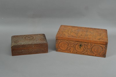 Lot 299 - Two carved Indian hardwood boxes