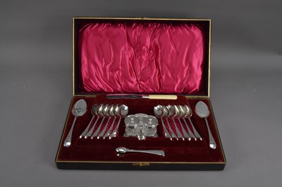 Lot 311 - A cased silver plated cruet set