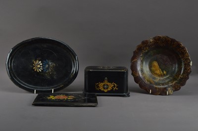 Lot 327 - A small collection of painted 19th century and later papier mache items