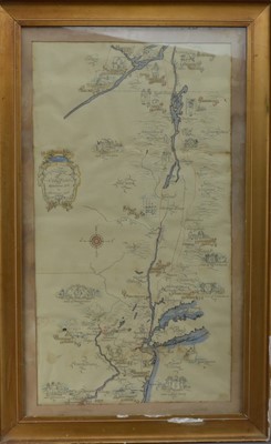 Lot 367 - A framed drawing of Digababs journey from New Jersey to Quebec
