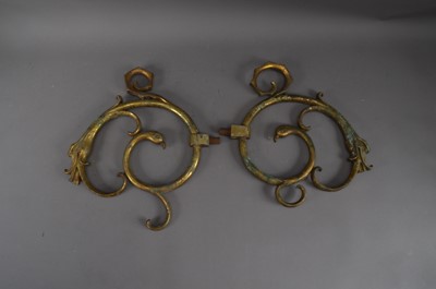 Lot 369 - A pair of brass dragon and bird styled wall brackets