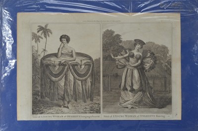 Lot 372 - An unframed 19th century book plate depicting two images of A Young Women of Otaheite