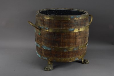 Lot 399 - An early 20th century brass bound wooden bucket