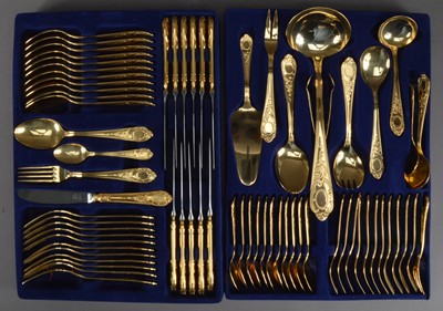 Lot 400 - A 23/24 Karat Hartvergoldet cutlery set by Solingen