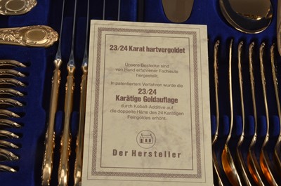 Lot 400 - A 23/24 Karat Hartvergoldet cutlery set by Solingen