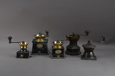 Lot 402 - A collection of 19th century and later cast metal coffee grinders