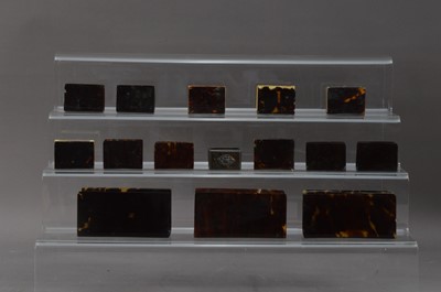 Lot 420 - A collection of tortoise shell matchbox holders