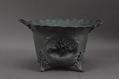 Lot 427 - A 20th century Pewter twin handled planter