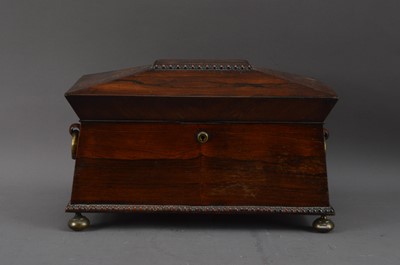 Lot 432 - A 19th century Rosewood sarcophagus twin handled tea caddy