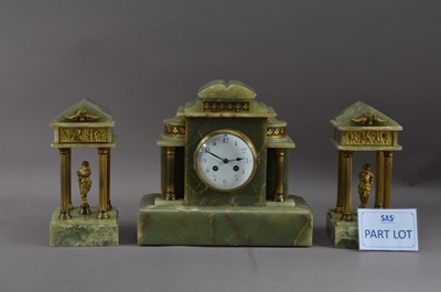 Lot 441 - A20th century onyx clock garniture