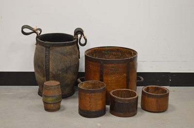 Lot 454 - A collection of metal bound wooden buckets/containers