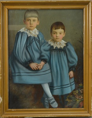 Lot 469 - A painted print of two boys