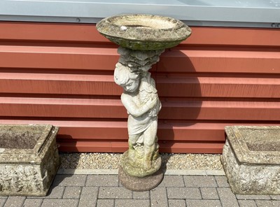 Lot 589 - A weathered concrete bird bath