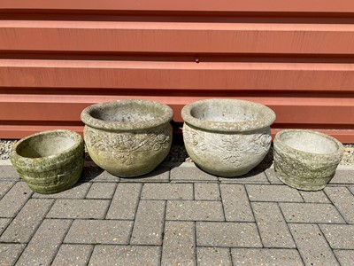 Lot 594 - Two pairs of weather concrete garden plant pots